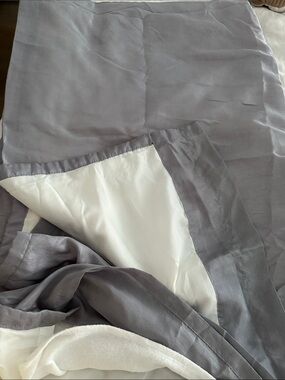 Pair of Pole Top Grey with White Lining Curtain Panels-Triple Layer Size 53* 84L